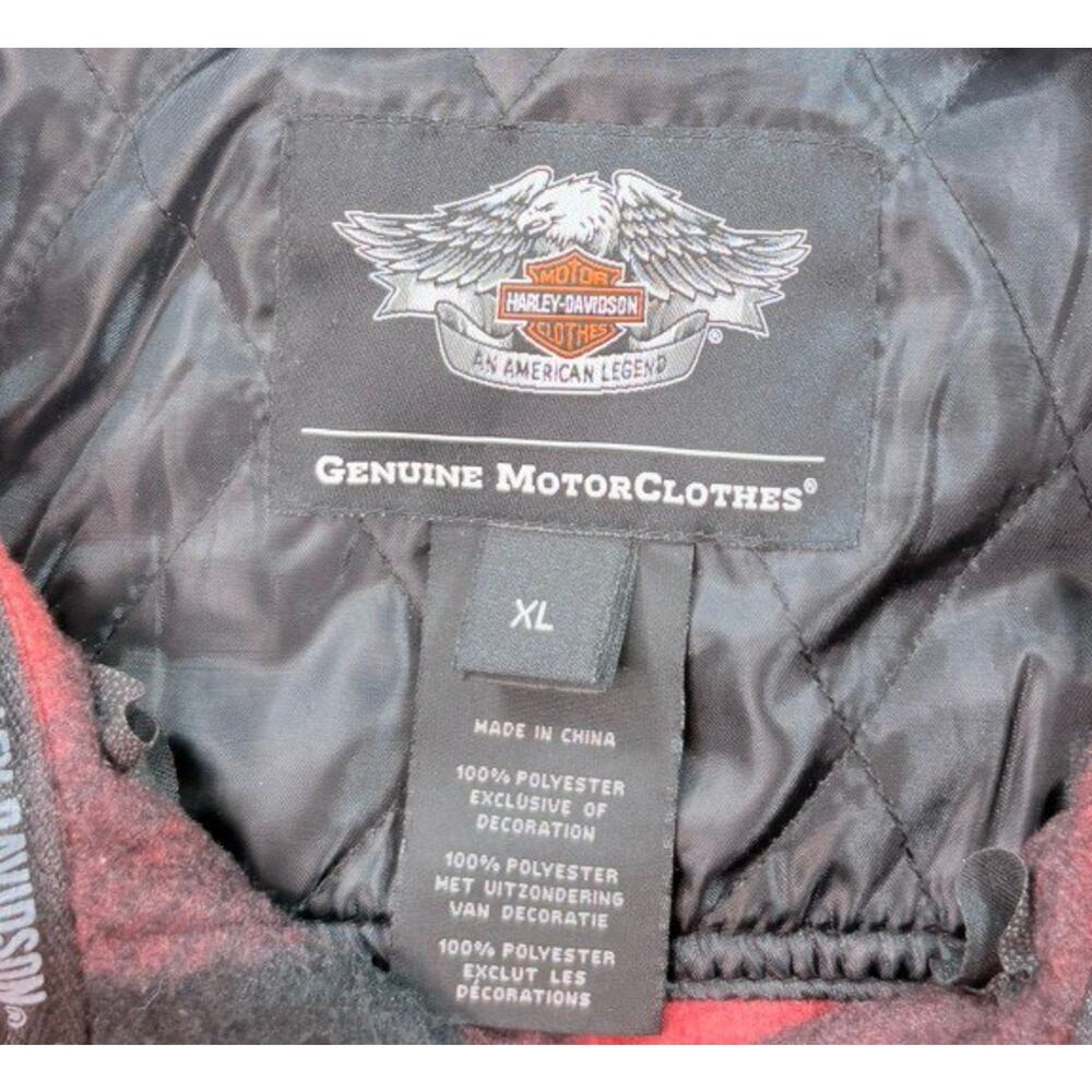 Harley-Davidson Men's H-D Plaid Fleece Shirt Jacket Black Red Size XL - Picture 4 of 5